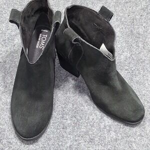 Toms Constance Black Suede Heeled Boots Womens Size 7.5 US‎ EU 38